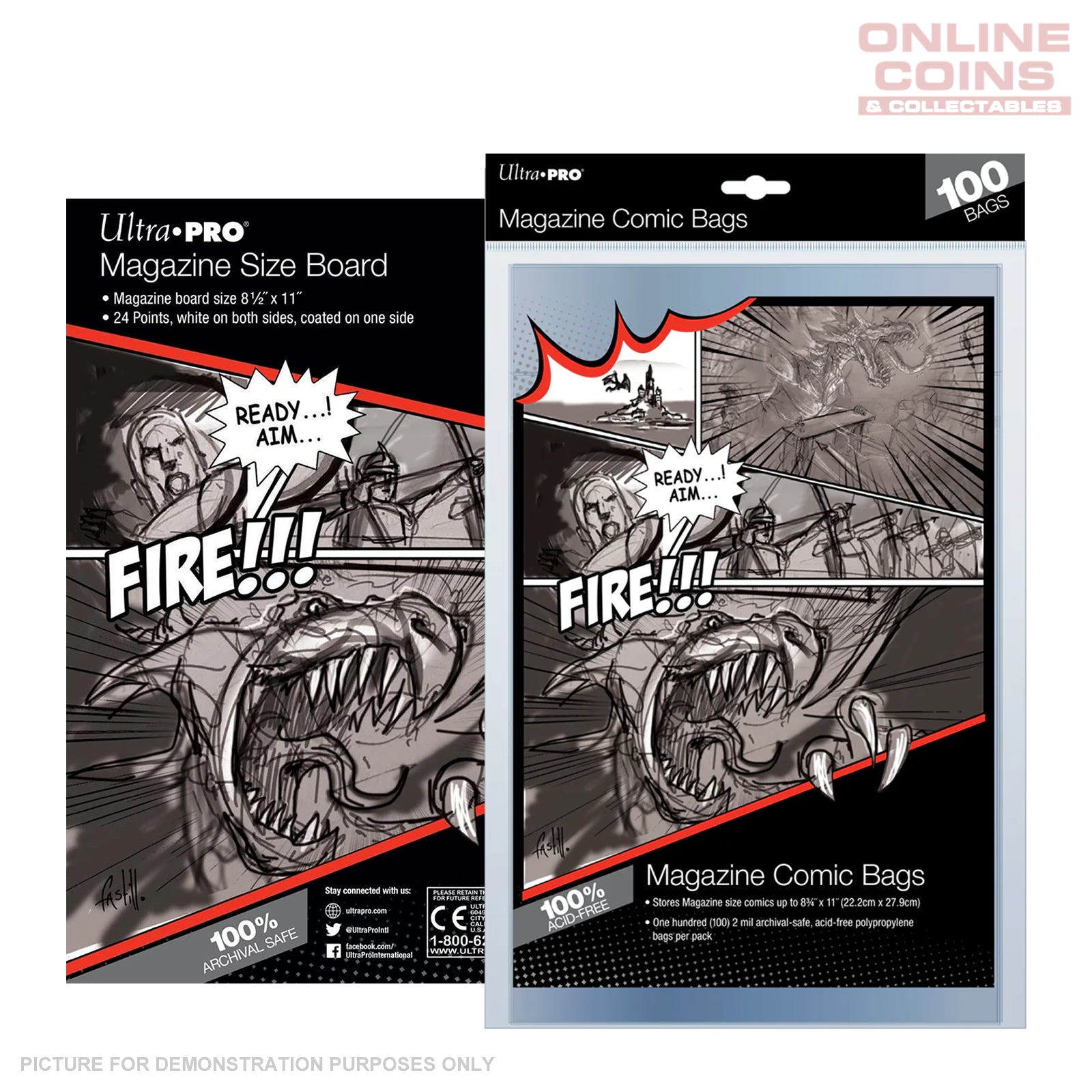 COMIC COMBO - ULTRA PRO - Standard MAGAZINE Size Comic Bags & Backing Boards x 100